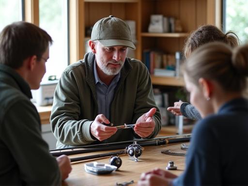 釣りワークショップで講師が説明する様子